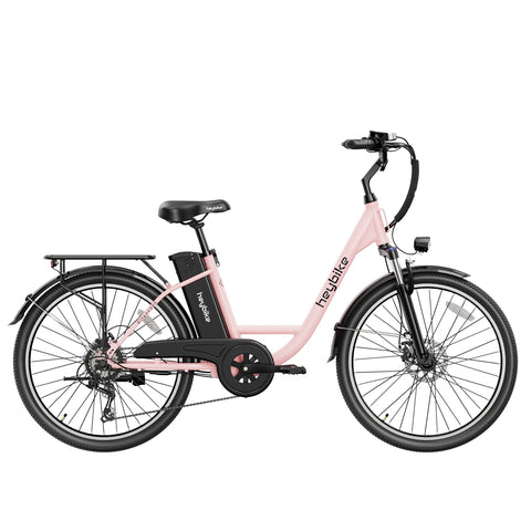 E-Bike Heybike Cityscape - 250W Akku 36V10Ah 26 Zoll Reifen Mechanische Scheibenbremse - Rosa