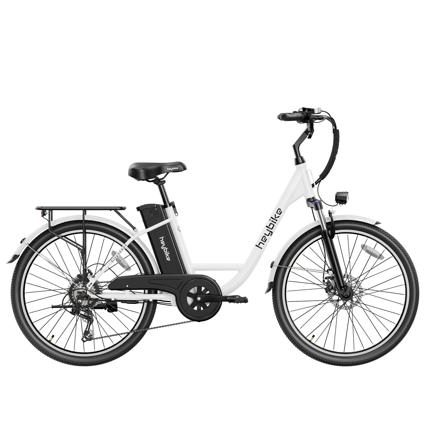 Vélo électrique Heybike Cityscape - Batterie 250W 36V10Ah Pneus 26 pouces Freins à disque mécaniques - blanc
