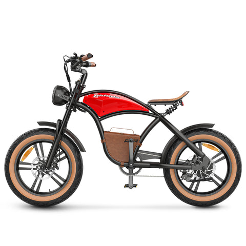 Hidoes HD-B10 E-Bike - 1000W Motor 48V13AH Akku 20 Zoll Reifen Scheibenbremsen - Retro Rot
