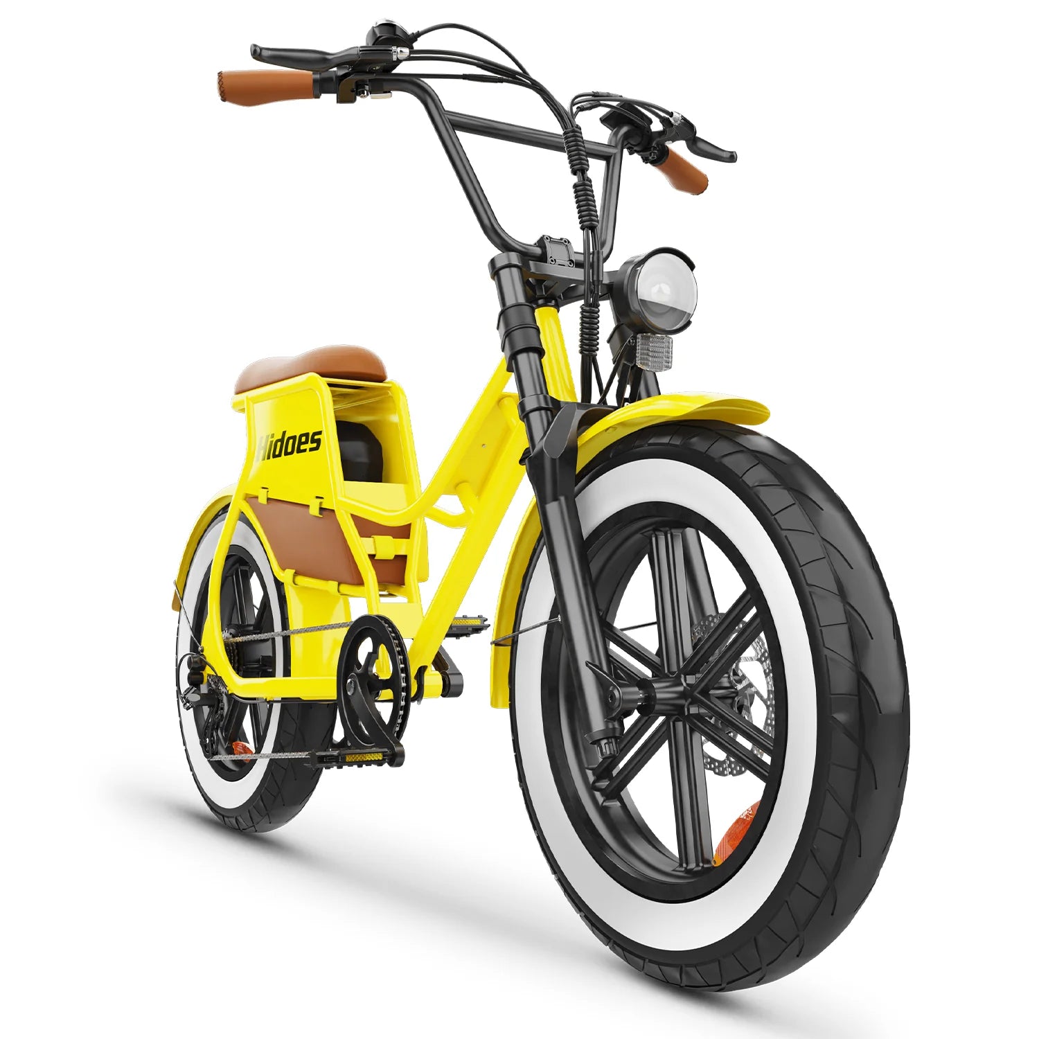 Vélo électrique Hidoes HD-C8 - Moteur 700W Batterie 48V17AH Pneus 20 pouces Avec pompe à air Freins à disque - Jaune