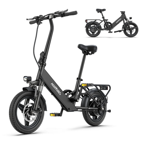E-Bike HillMiles Mile 1 - Motor 250W Akku 36V10.4AH 14 Zoll Räder Mechanische Scheibenbremse - Schwarz