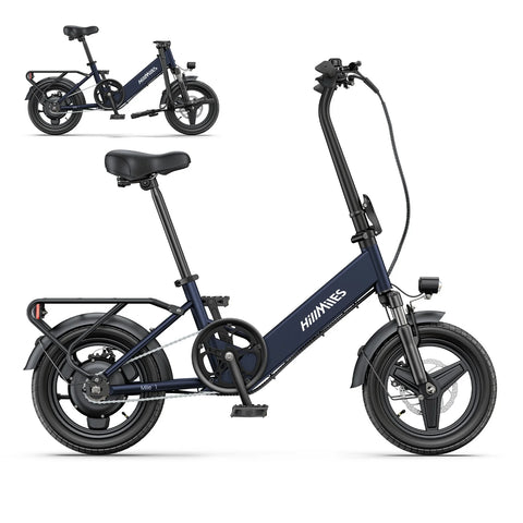 E-Bike HillMiles Mile 1 - Motor 250W Akku 36V10.4AH 14 Zoll Räder Mechanische Scheibenbremse - Blau