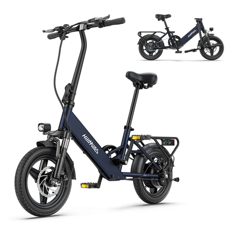 E-Bike HillMiles Mile 1 - Motor 250W Akku 36V10.4AH 14 Zoll Räder Mechanische Scheibenbremse - Blau