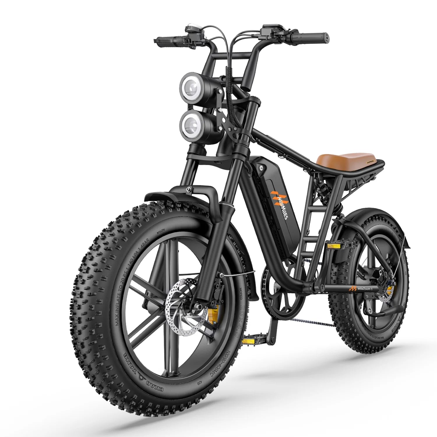 E-Bike HillMiles MileZoom 1 - Motor 750W Akku 52V31.2AH 20 Zoll Räder Hydraulische Ölbremse - Schwarz
