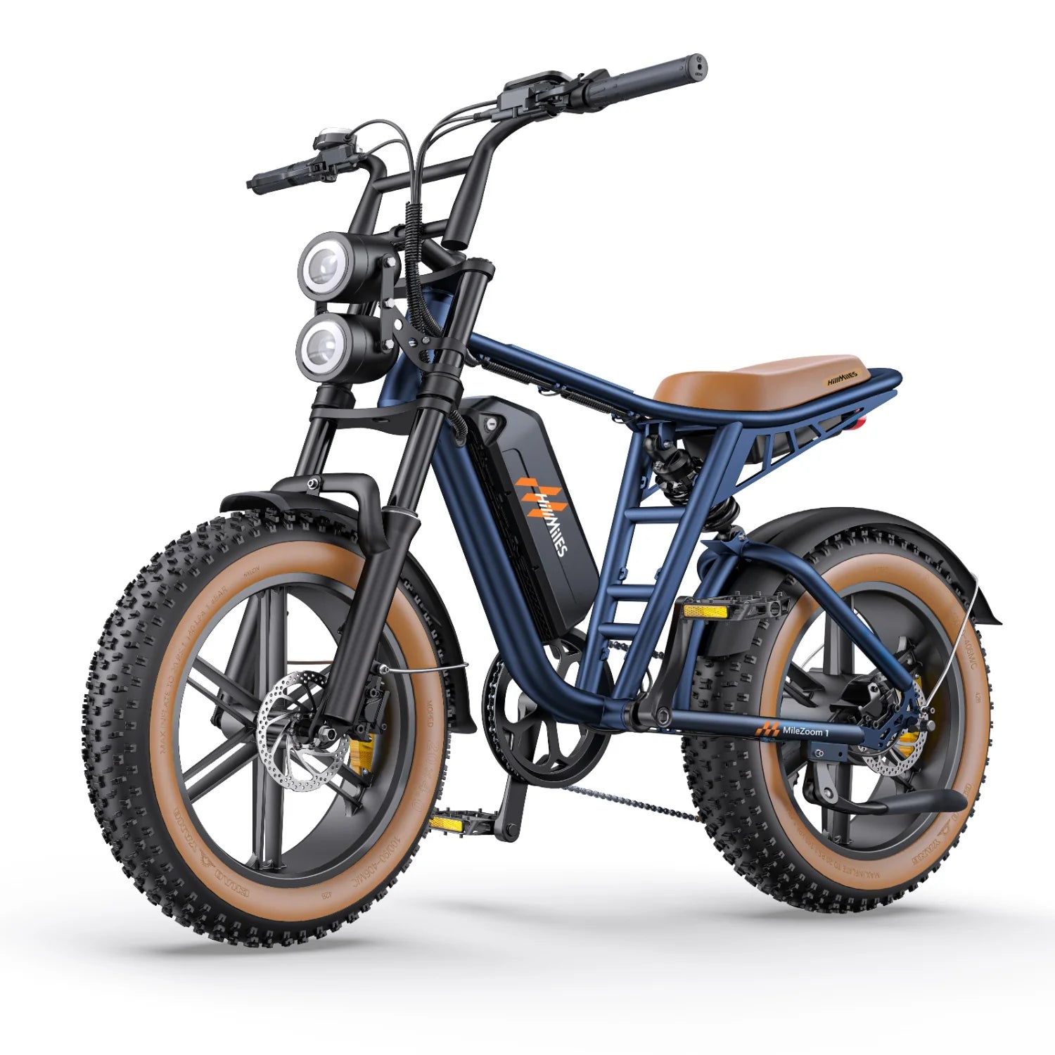 E-Bike HillMiles MileZoom 1 - Motor 750W Akku 52V31.2AH 20 Zoll Räder Hydraulische Ölbremse - Blau