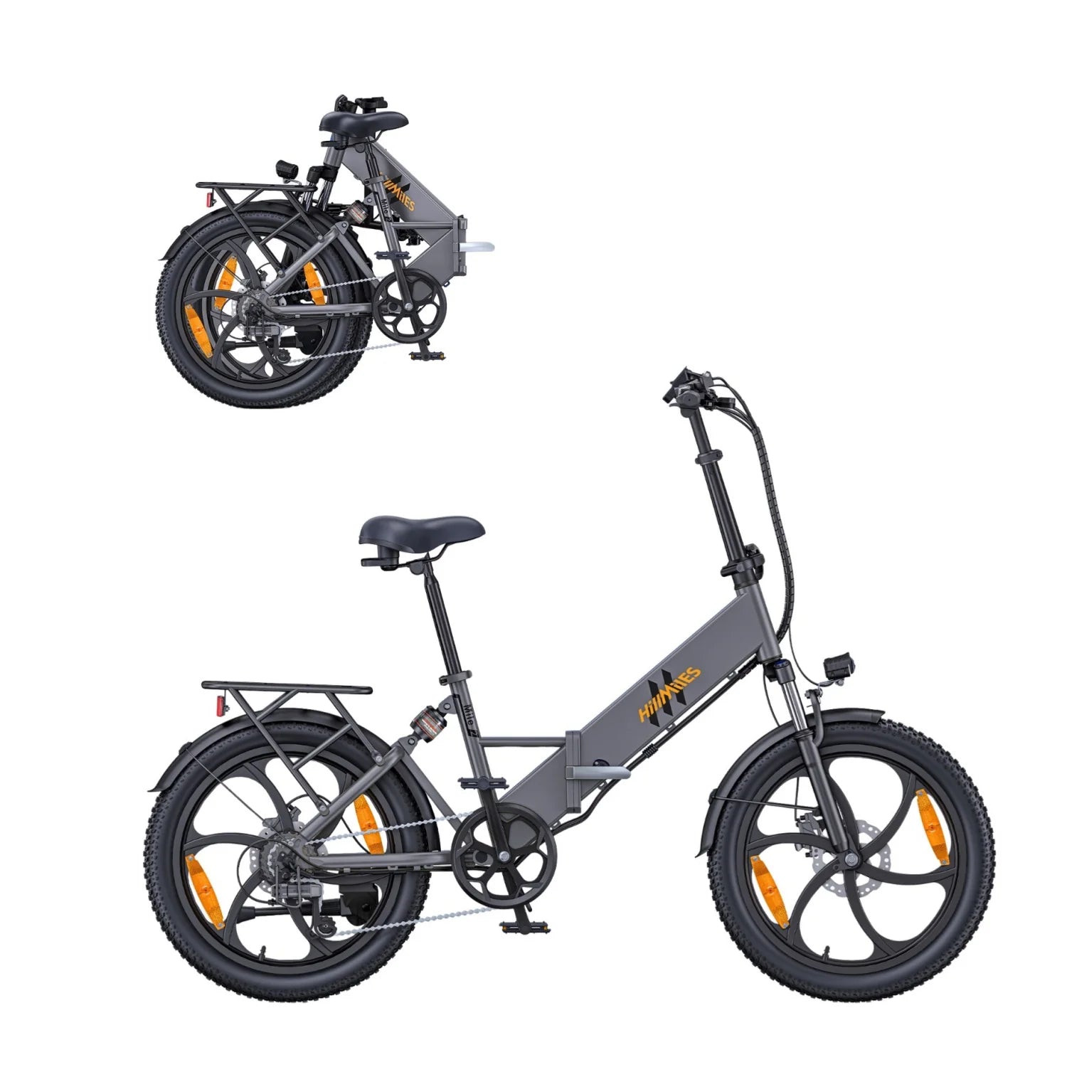 Electric Bicycle HillMiles Mile 2 - 350W Motor 36V13Ah Battery 20-inch Wheels Hydraulic Dual Brakes - Grey