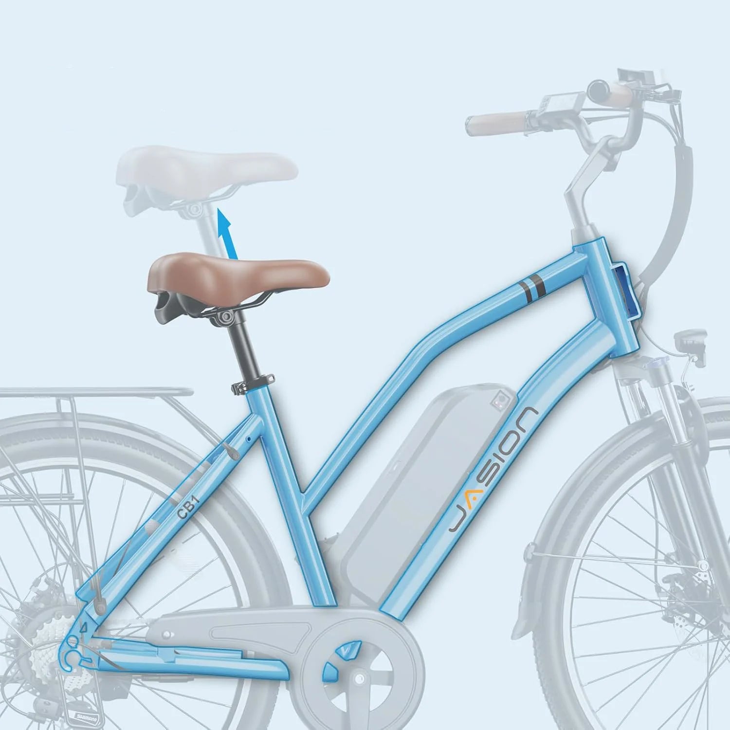 JASION CB1 E-bike - 500W Battery 36V12.5AH 27.5 Inch Tires Mechanical Disc Brake - Blue