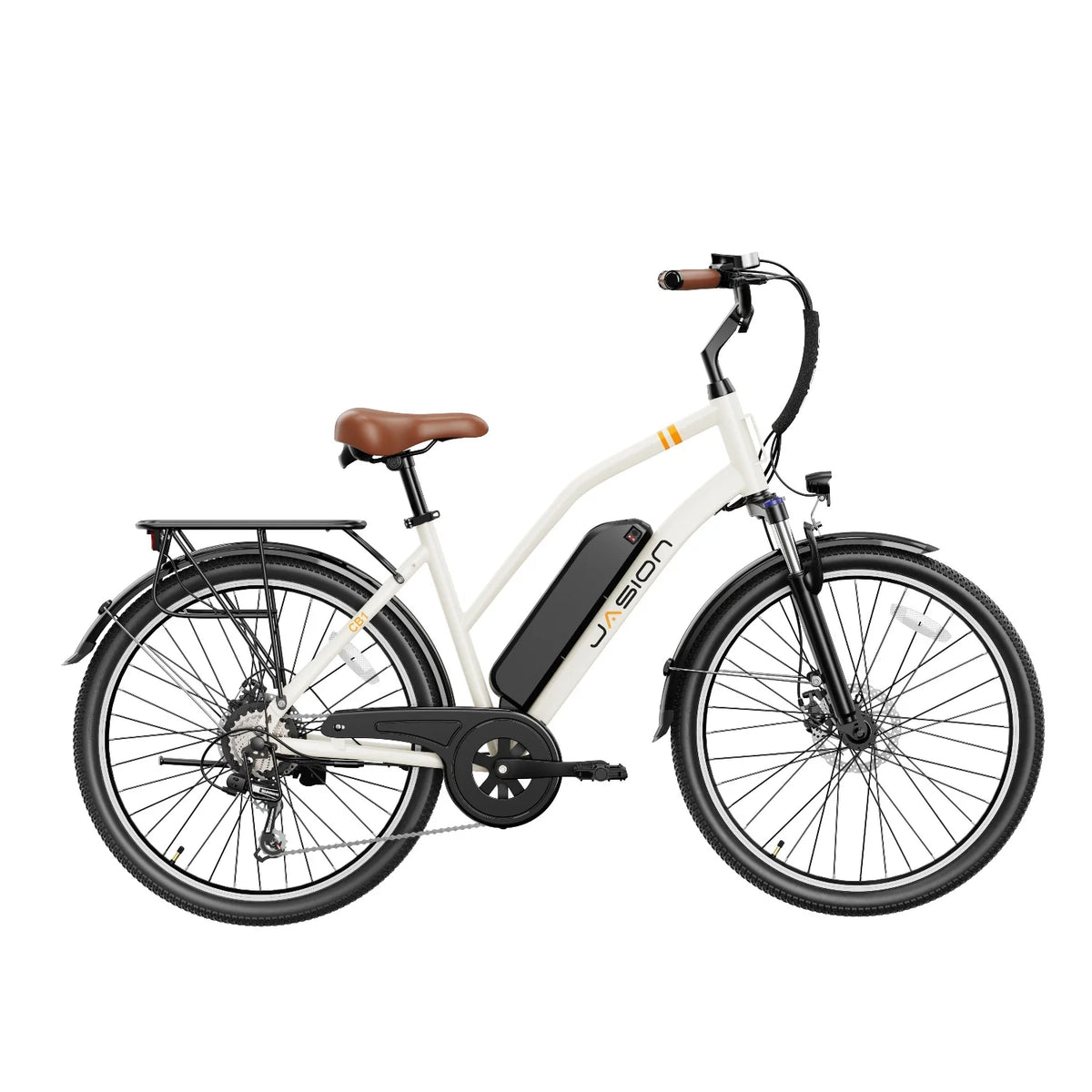 E-Bike JASION CB1 - 500W Akku 36V12.5AH 27.5 Zoll Reifen Mechanische Scheibenbremse - Weiß