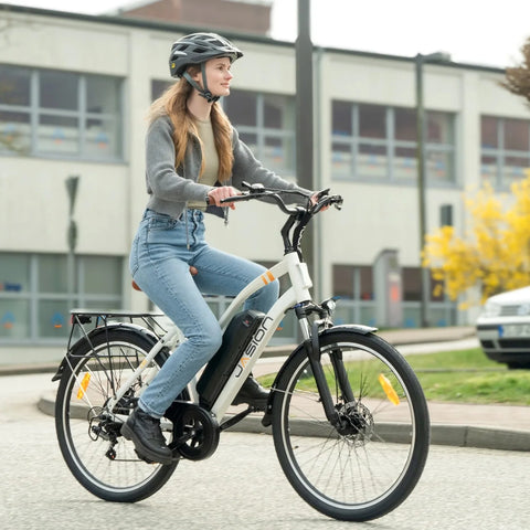 E-Bike JASION CB1 - 500W Akku 36V12.5AH 27.5 Zoll Reifen Mechanische Scheibenbremse - Weiß