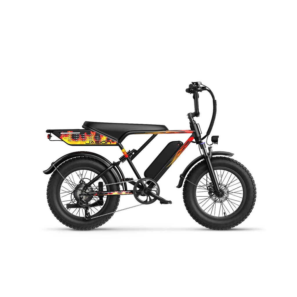 E-Bike JASION RetroVolt - 500W Battery 48V12.5Ah 20 Inch Tires Mechanical Disc Brake - Black