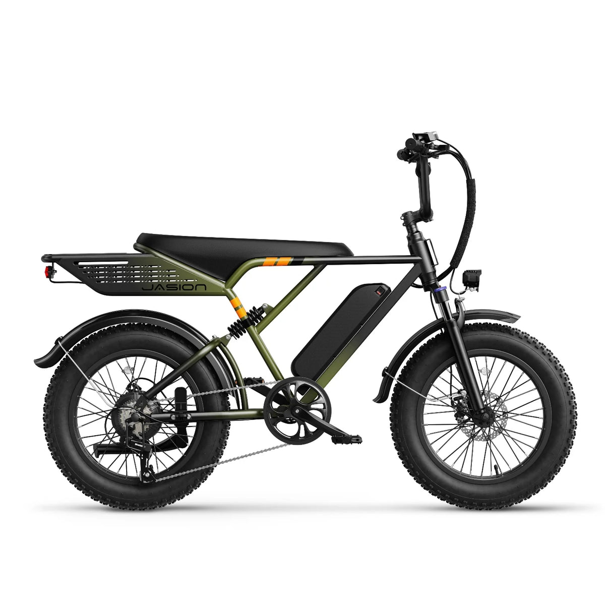 E-Bike JASION RetroVolt - 500W Akku 48V12.5Ah 20 Zoll Reifen Mechanische Scheibenbremse - Grün
