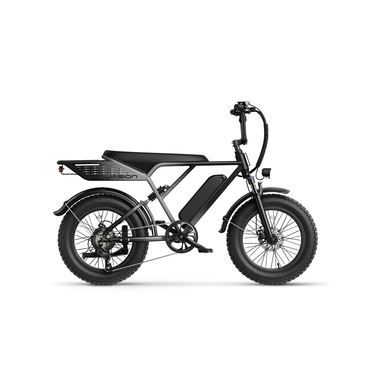 E-Bike JASION RetroVolt - 500W Akku 48V12.5Ah 20 Zoll Reifen Mechanische Scheibenbremse - Grau
