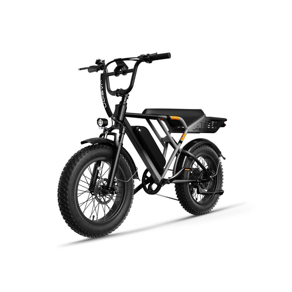E-Bike JASION RetroVolt - 500W Battery 48V12.5Ah 20 Inch Tires Mechanical Disc Brake - Silver Gradient