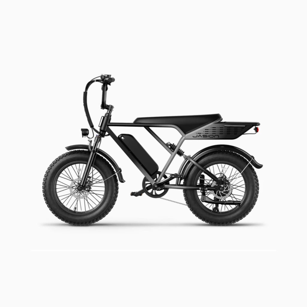 E-Bike JASION RetroVolt - 500W Battery 48V12.5Ah 20 Inch Tires Mechanical Disc Brake - Silver Gradient