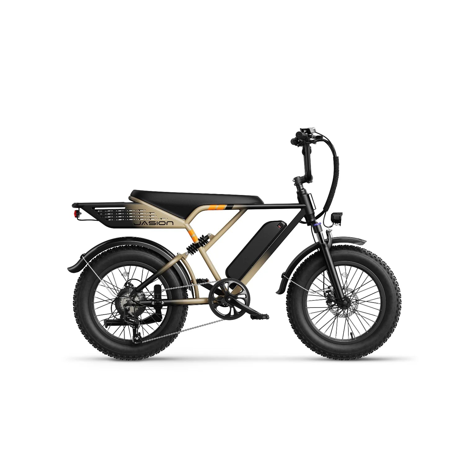 Vélo électrique JASION RetroVolt - Batterie 500W 48V12.5Ah Pneus 20 pouces Freins à disque mécaniques - Kaki