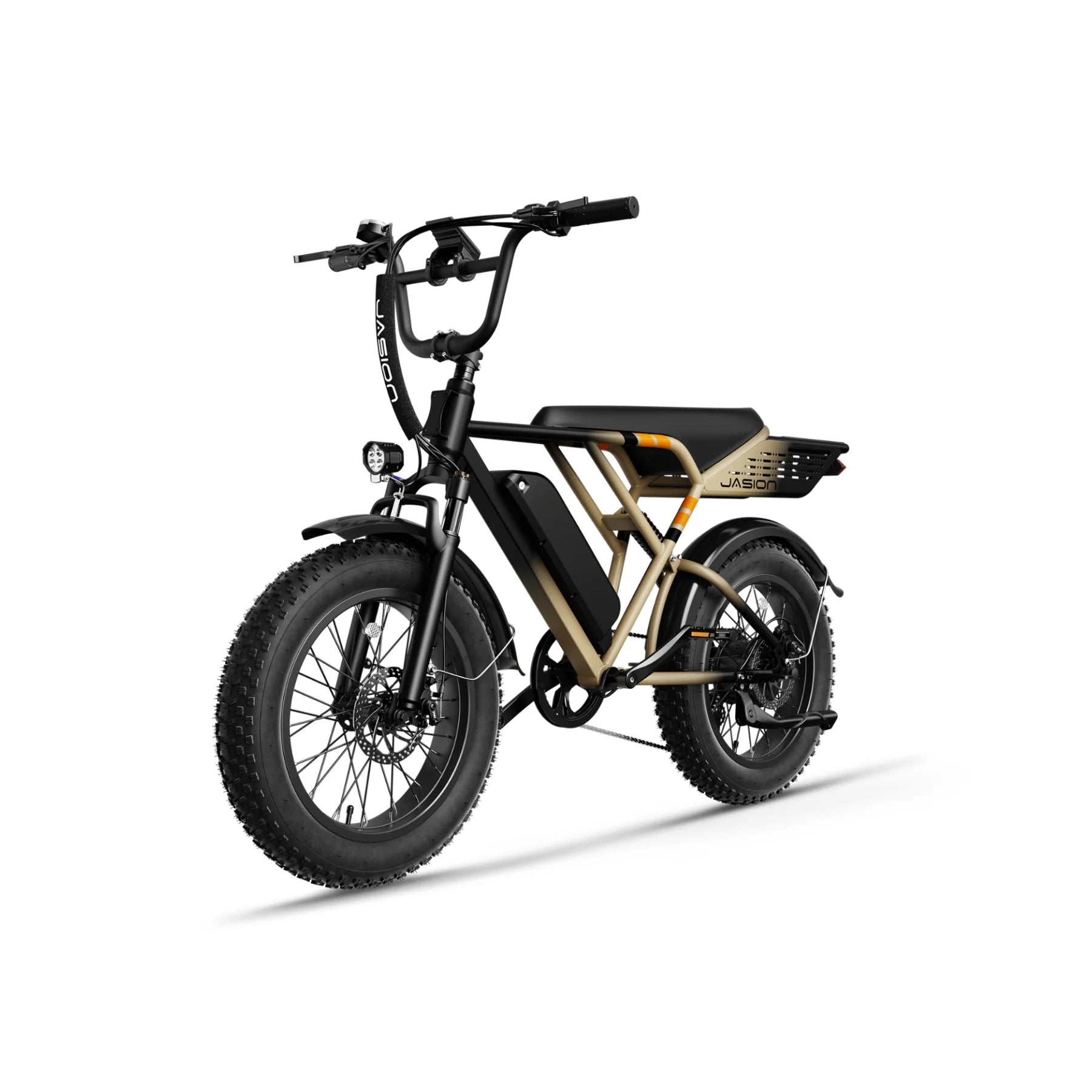 Vélo électrique JASION RetroVolt - Batterie 500W 48V12.5Ah Pneus 20 pouces Freins à disque mécaniques - Kaki
