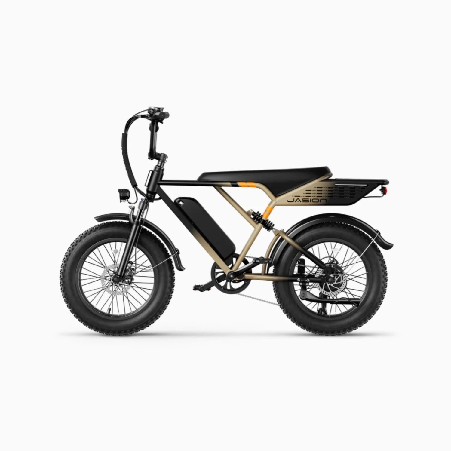 Vélo électrique JASION RetroVolt - Batterie 500W 48V12.5Ah Pneus 20 pouces Freins à disque mécaniques - Kaki