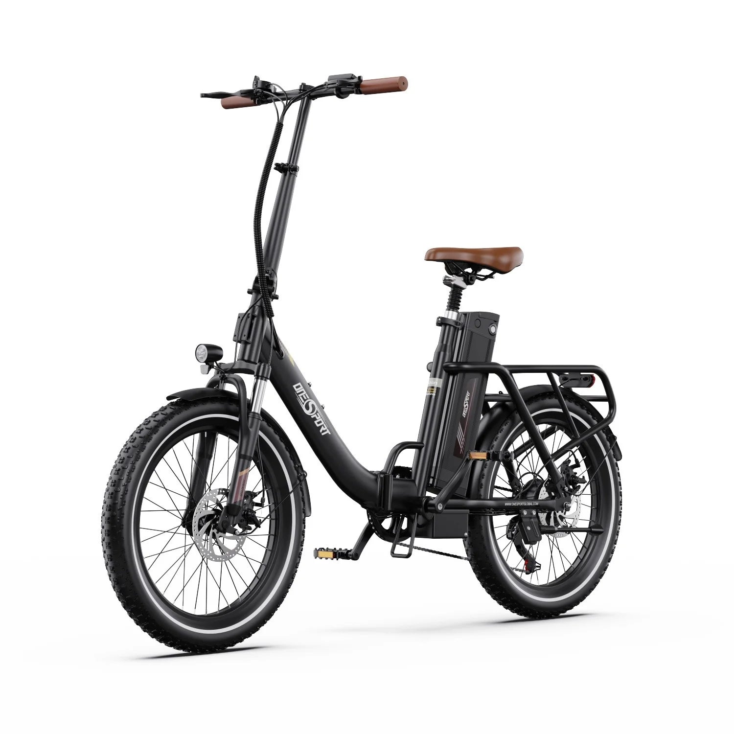 Vélo électrique ONESPORT OT16-2 Moteur 250W Batterie 48V17AH Pneus 20 pouces Frein à disque mécanique - Marron foncé