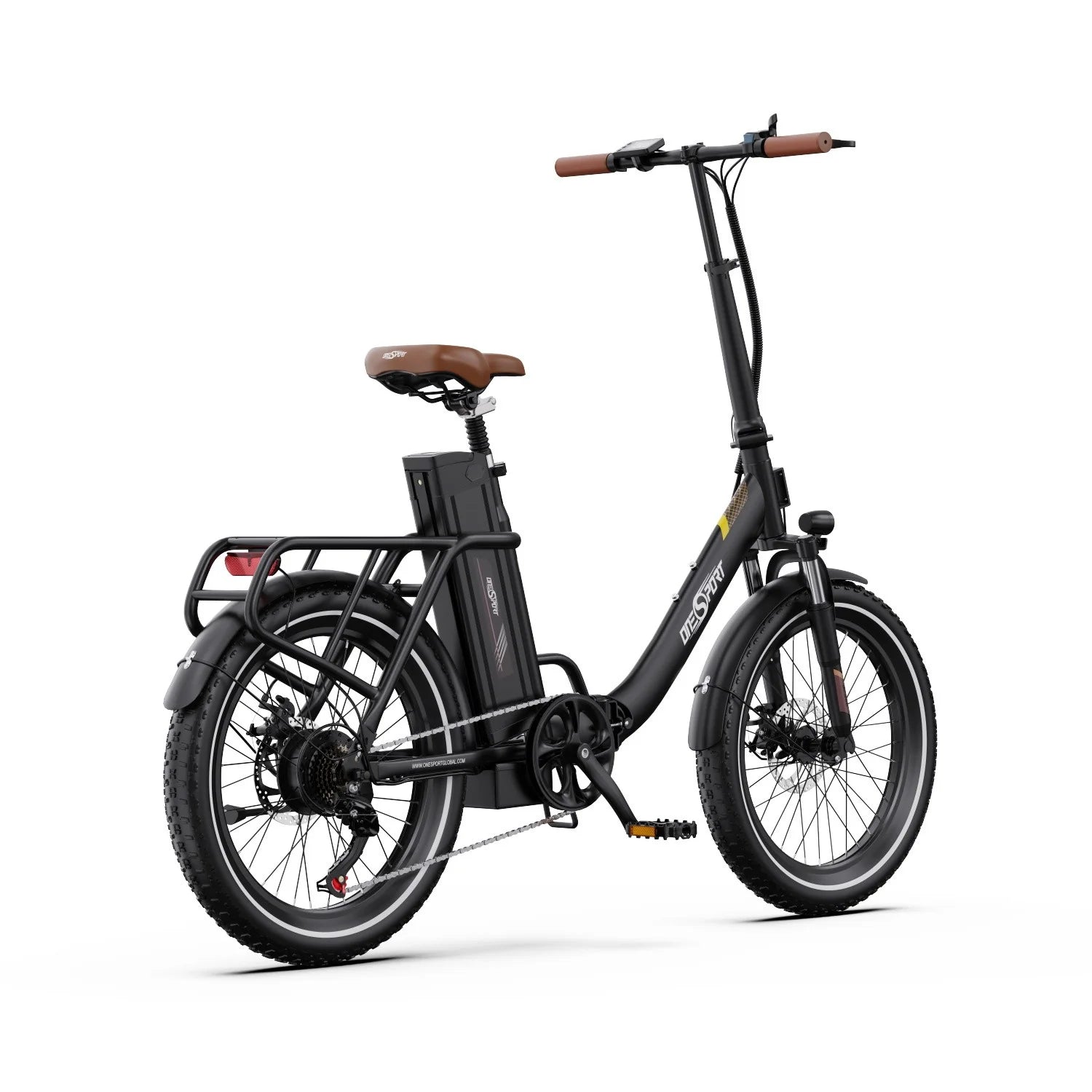 Vélo électrique ONESPORT OT16-2 Moteur 250W Batterie 48V17AH Pneus 20 pouces Frein à disque mécanique - Marron foncé
