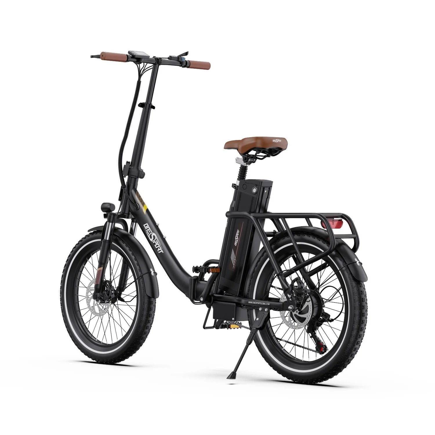 Vélo électrique ONESPORT OT16-2 Moteur 250W Batterie 48V17AH Pneus 20 pouces Frein à disque mécanique - Marron foncé