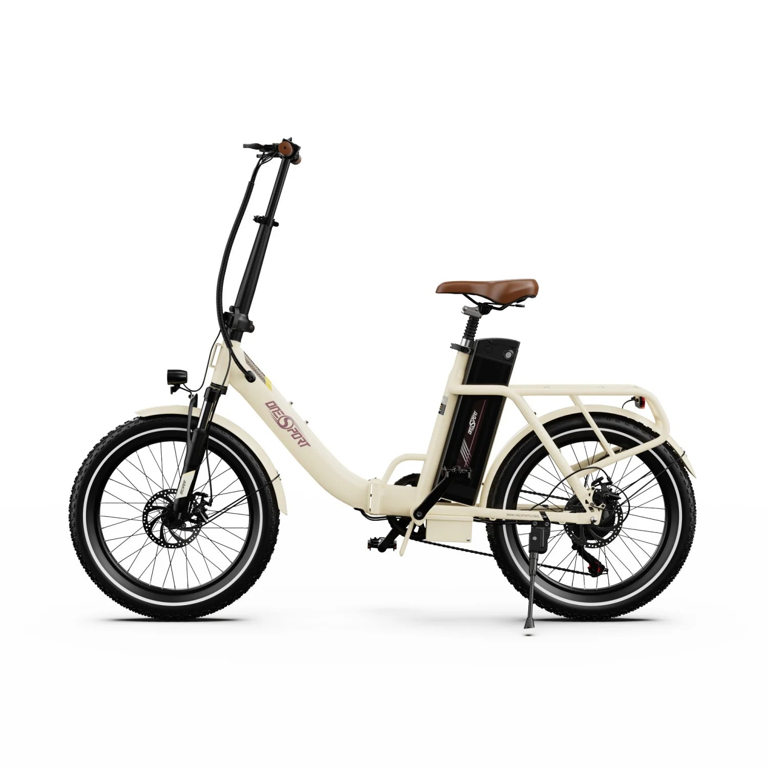 ONESPORT OT16-2 E-bike 250W Motor 48V17AH Battery 20 Inch Tires Mechanical Disc Brake - Cream