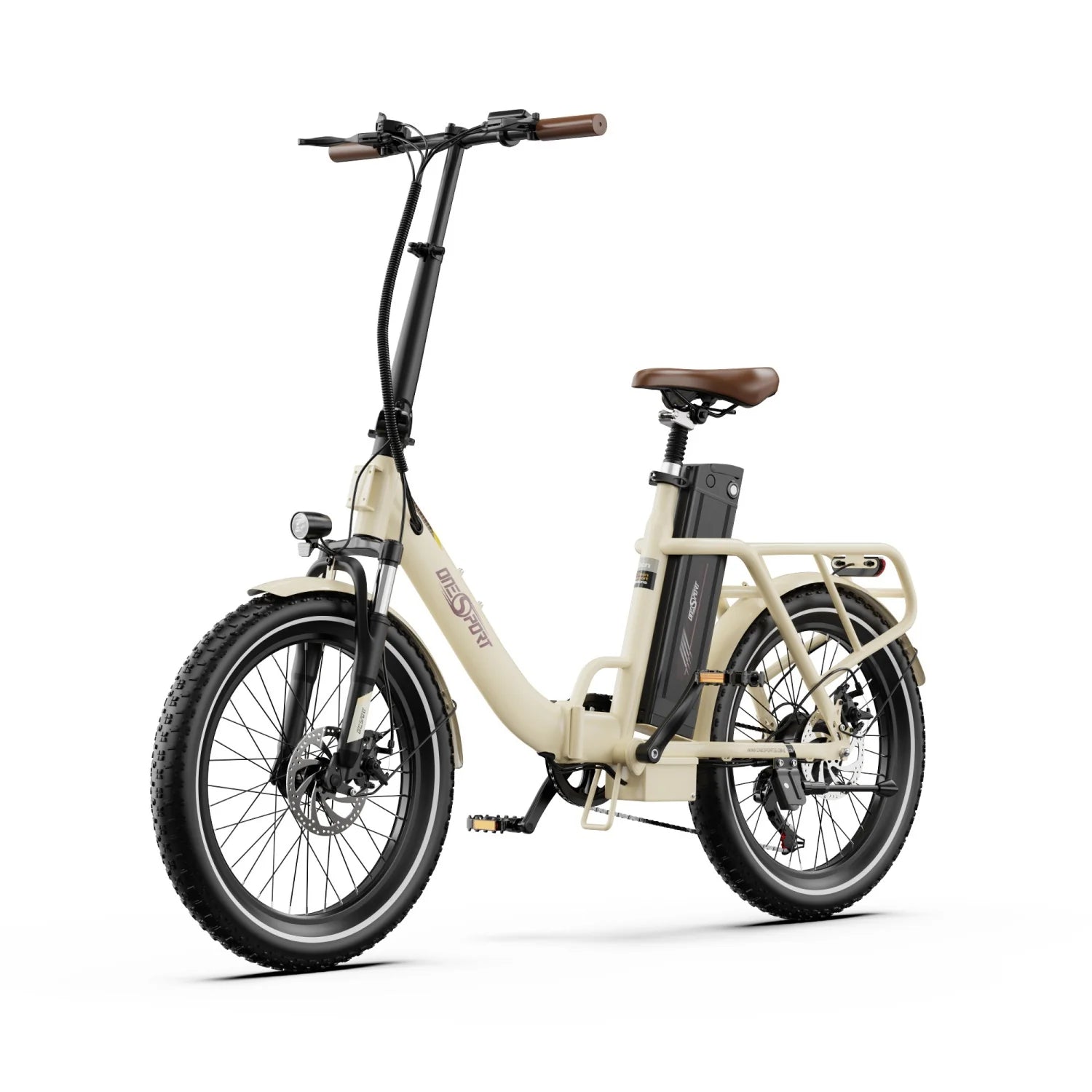 ONESPORT OT16-2 E-bike 250W Motor 48V17AH Battery 20 Inch Tires Mechanical Disc Brake - Cream