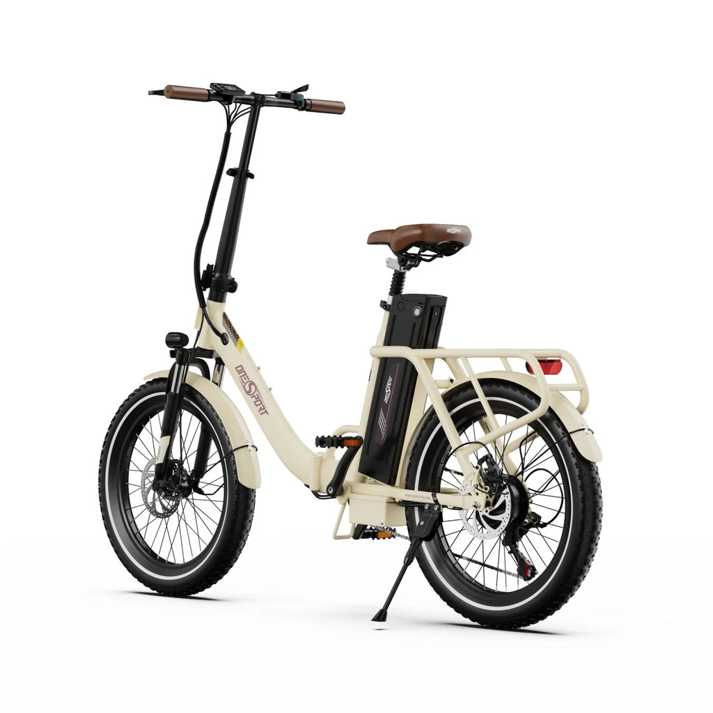 ONESPORT OT16-2 E-bike 250W Motor 48V17AH Battery 20 Inch Tires Mechanical Disc Brake - Cream