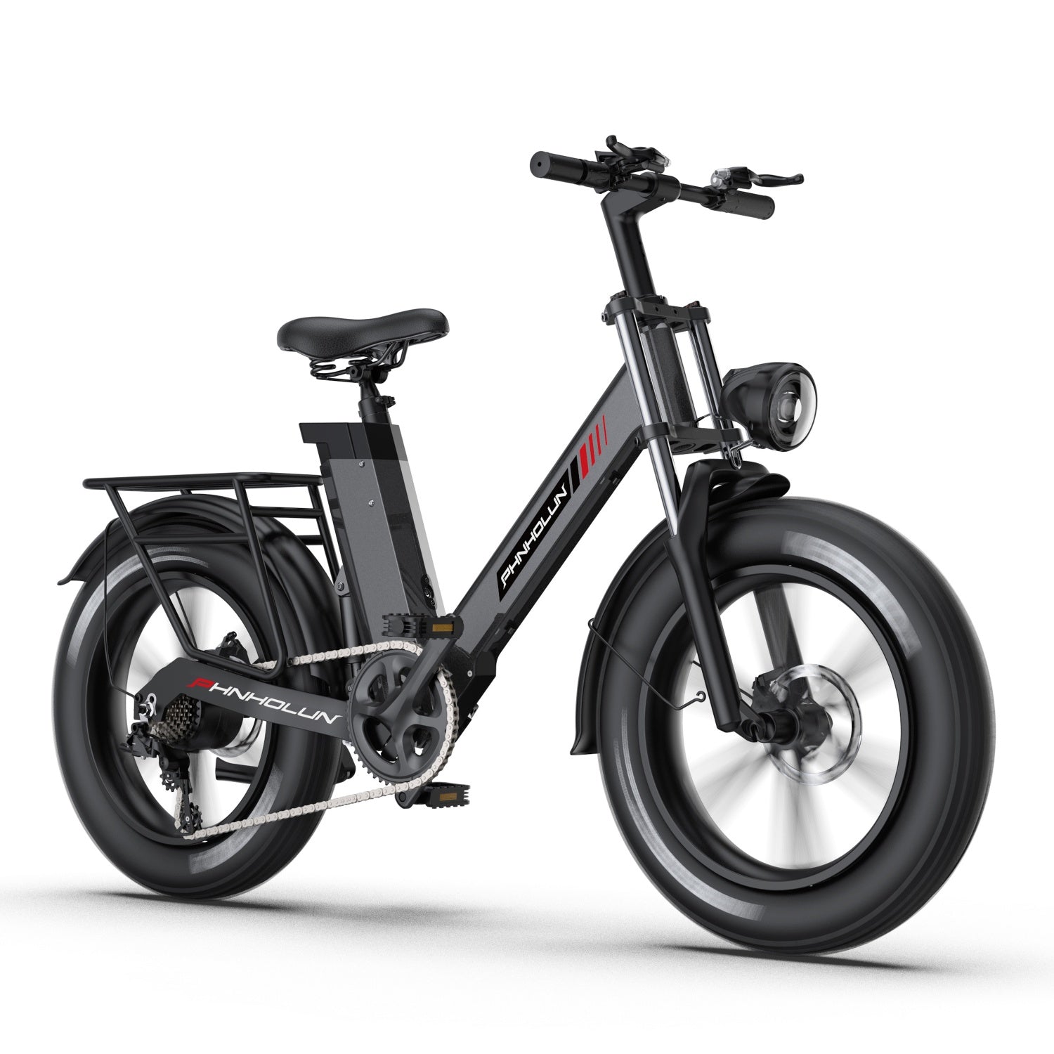 PHNHOLUN C6 Pro Vélo électrique - Moteur 1000W Batterie 48V17.5AH Pneus 20 pouces Frein à disque - Noir