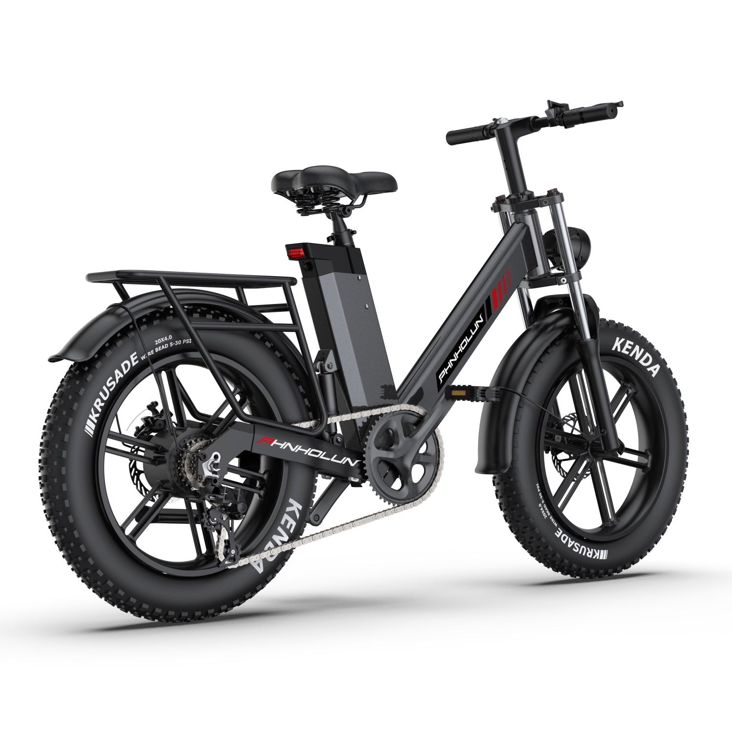 PHNHOLUN C6 Pro Vélo électrique - Moteur 1000W Batterie 48V17.5AH Pneus 20 pouces Frein à disque - Noir