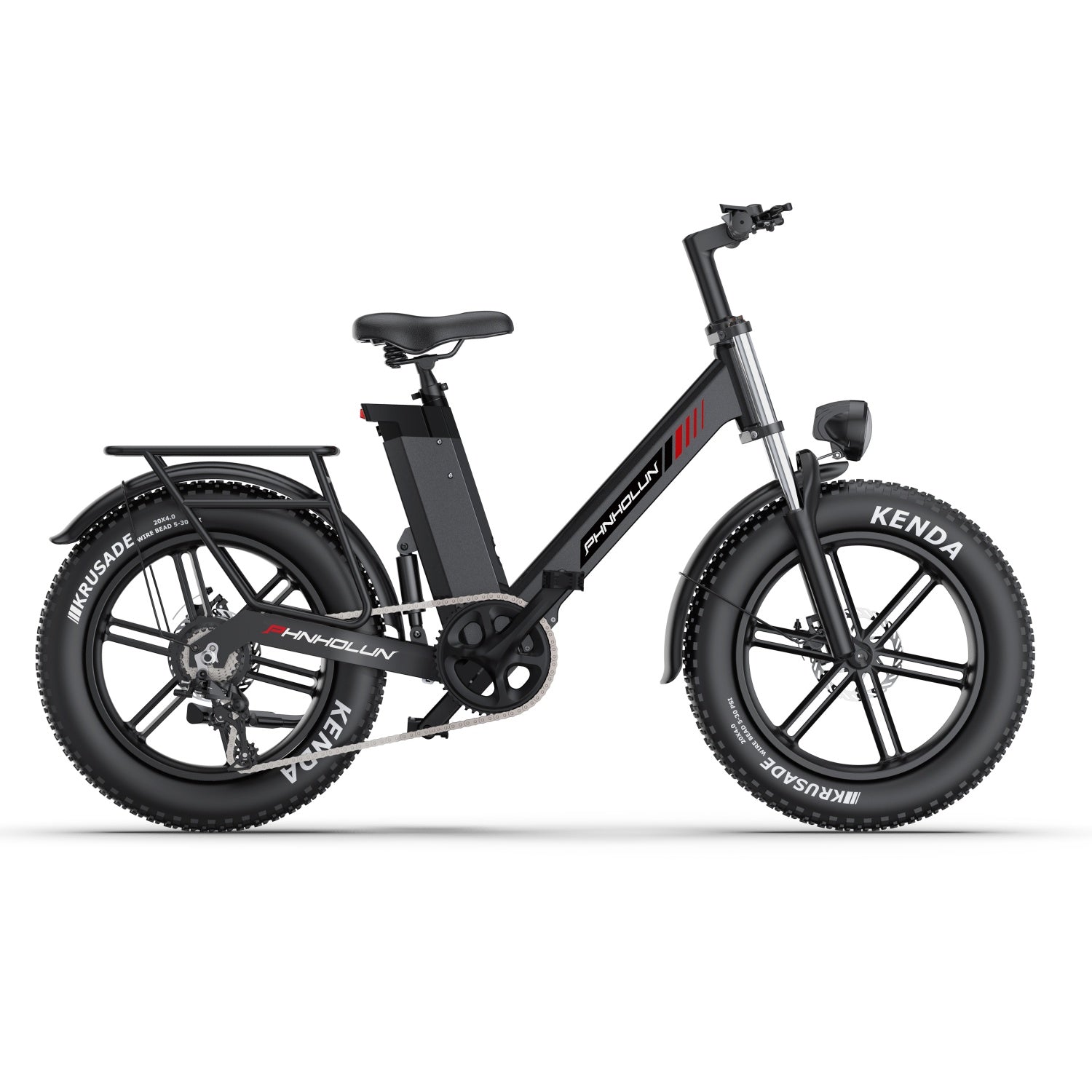 PHNHOLUN C6 Pro Vélo électrique - Moteur 1000W Batterie 48V17.5AH Pneus 20 pouces Frein à disque - Noir