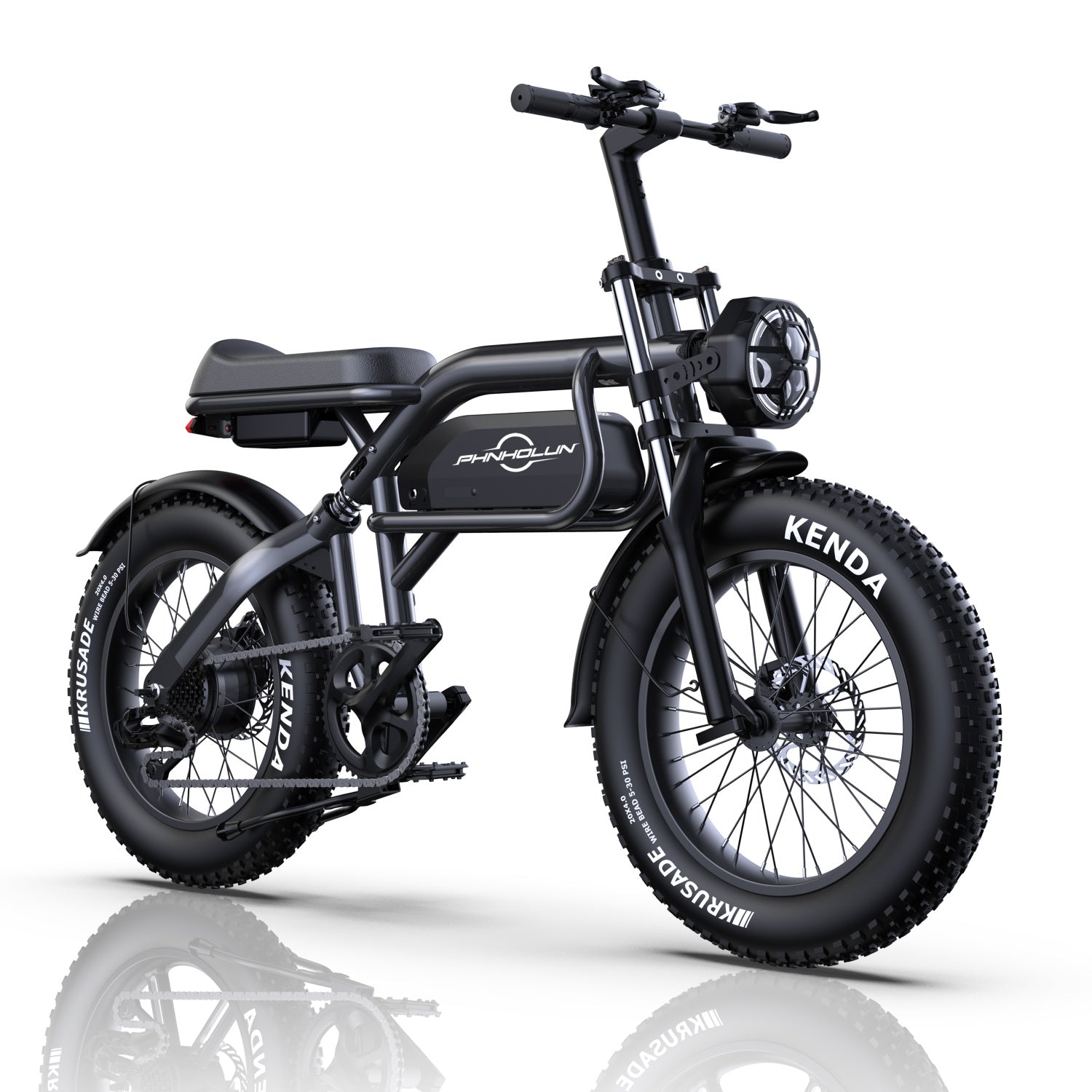 Vélo électrique PHNHOLUN C8 FT - Moteur 1000W Batterie 48V20AH Pneus 20 pouces Frein à disque - Noir