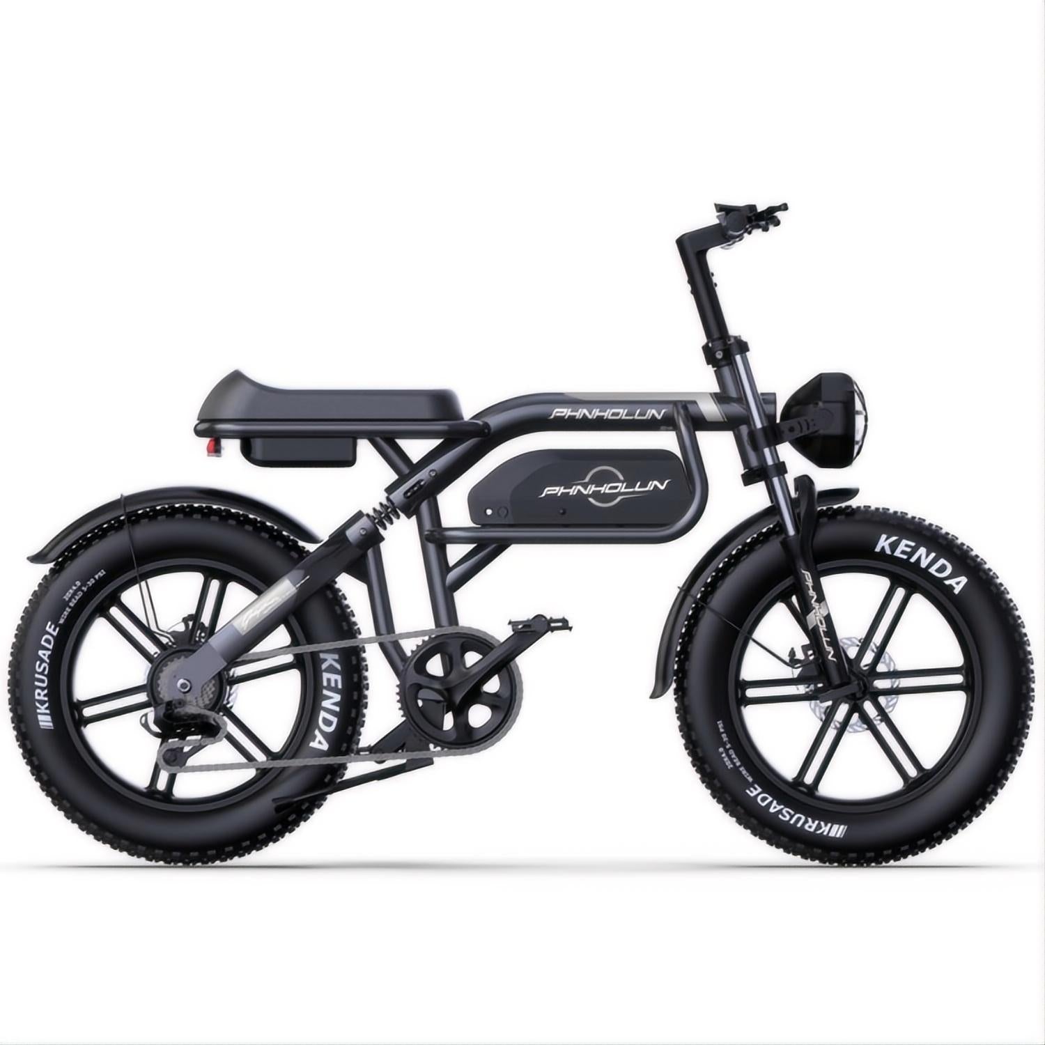 Vélo électrique PHNHOLUN C8 IT - Moteur 1000 W Batterie 48 V 20 Ah Pneus 20 Pouces Frein à Disque - Noir