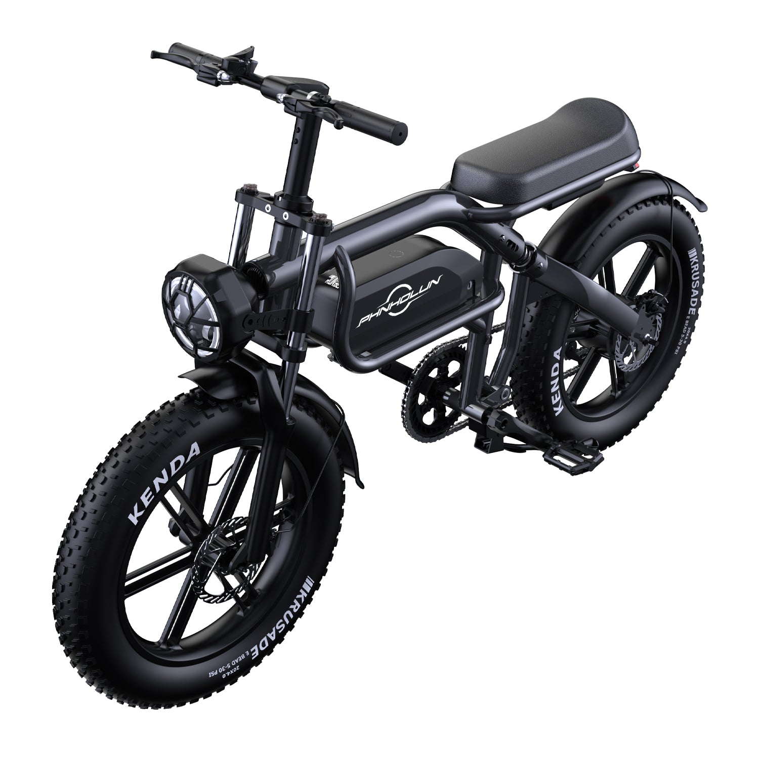 Vélo électrique PHNHOLUN C8 IT - Moteur 1000 W Batterie 48 V 20 Ah Pneus 20 Pouces Frein à Disque - Noir