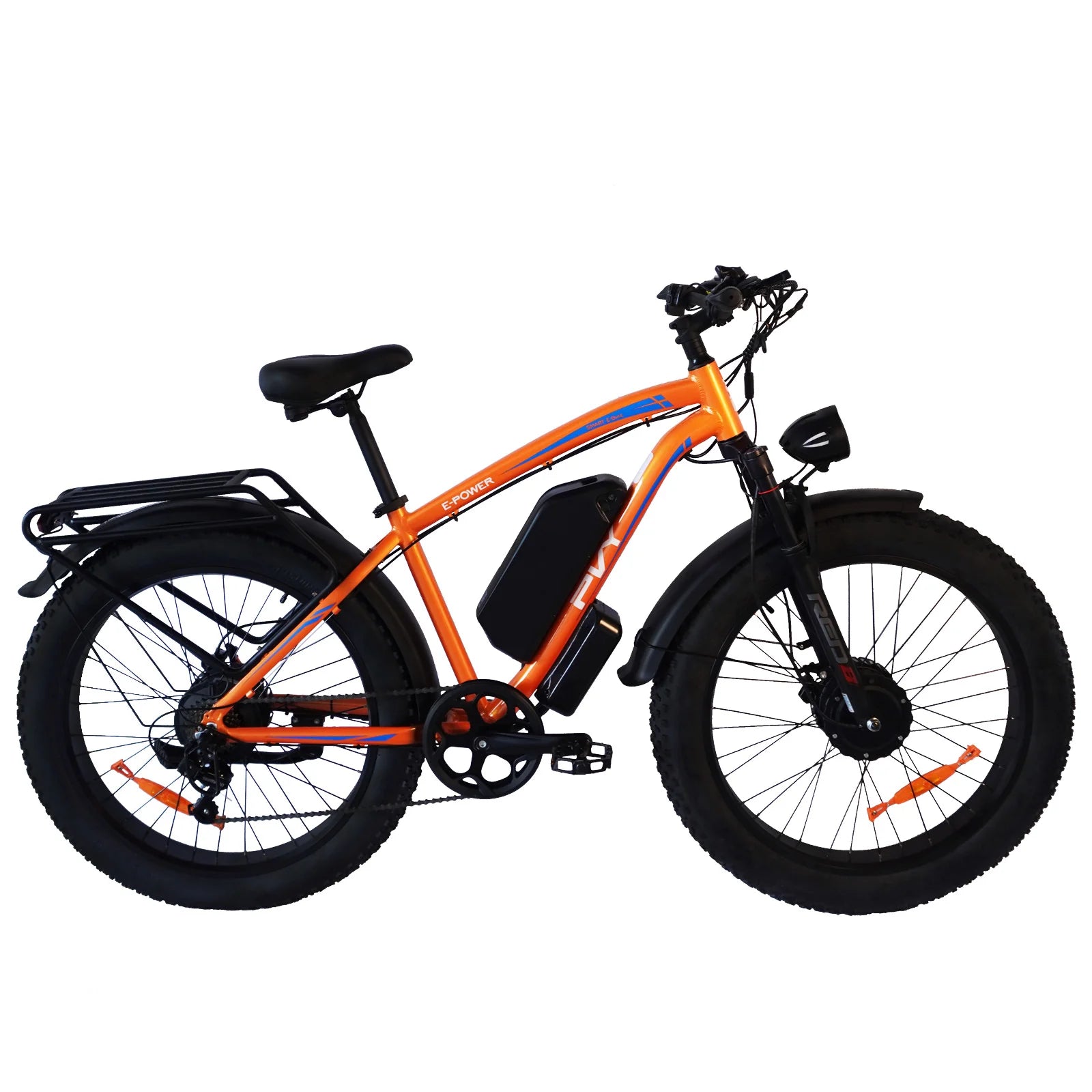 PVY MAX26 Electric Bicycle - 2x250W Motor 48V30Ah Battery 26 Inch Hydraulic Brakes - Orange