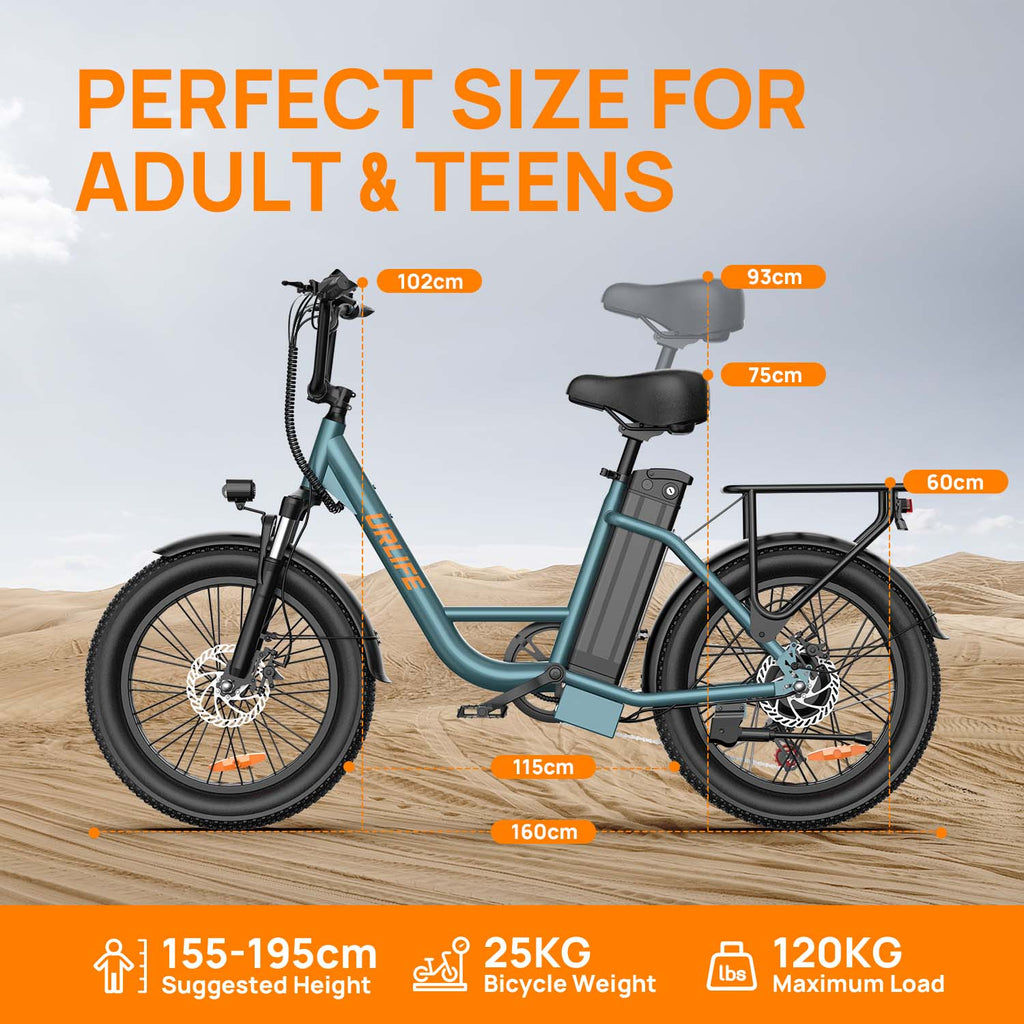 Elektrofahrrad URLIFE E20 - 250W Motor 48V 13Ah Batterie 20 Zoll Reifen Scheibenbremsen - Grün
