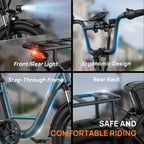 Elektrofahrrad URLIFE E20 - 250W Motor 48V 13Ah Batterie 20 Zoll Reifen Scheibenbremsen - Grün