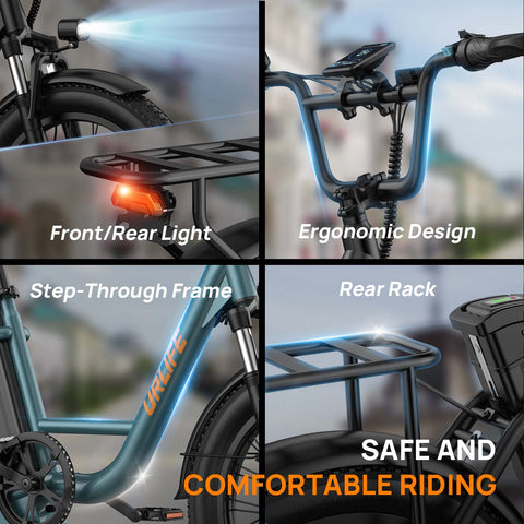 Elektrofahrrad URLIFE E20 - 250W Motor 48V 13Ah Batterie 20 Zoll Reifen Scheibenbremsen - Schwarz