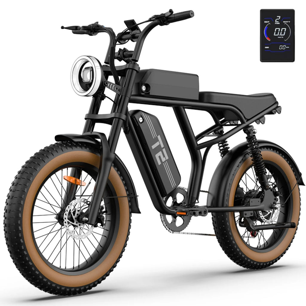 URLIFE T2 Vélo électrique - Moteur 250W Batterie 48V 15.6Ah avec Frein à disque Assistance au pédalage - Marron