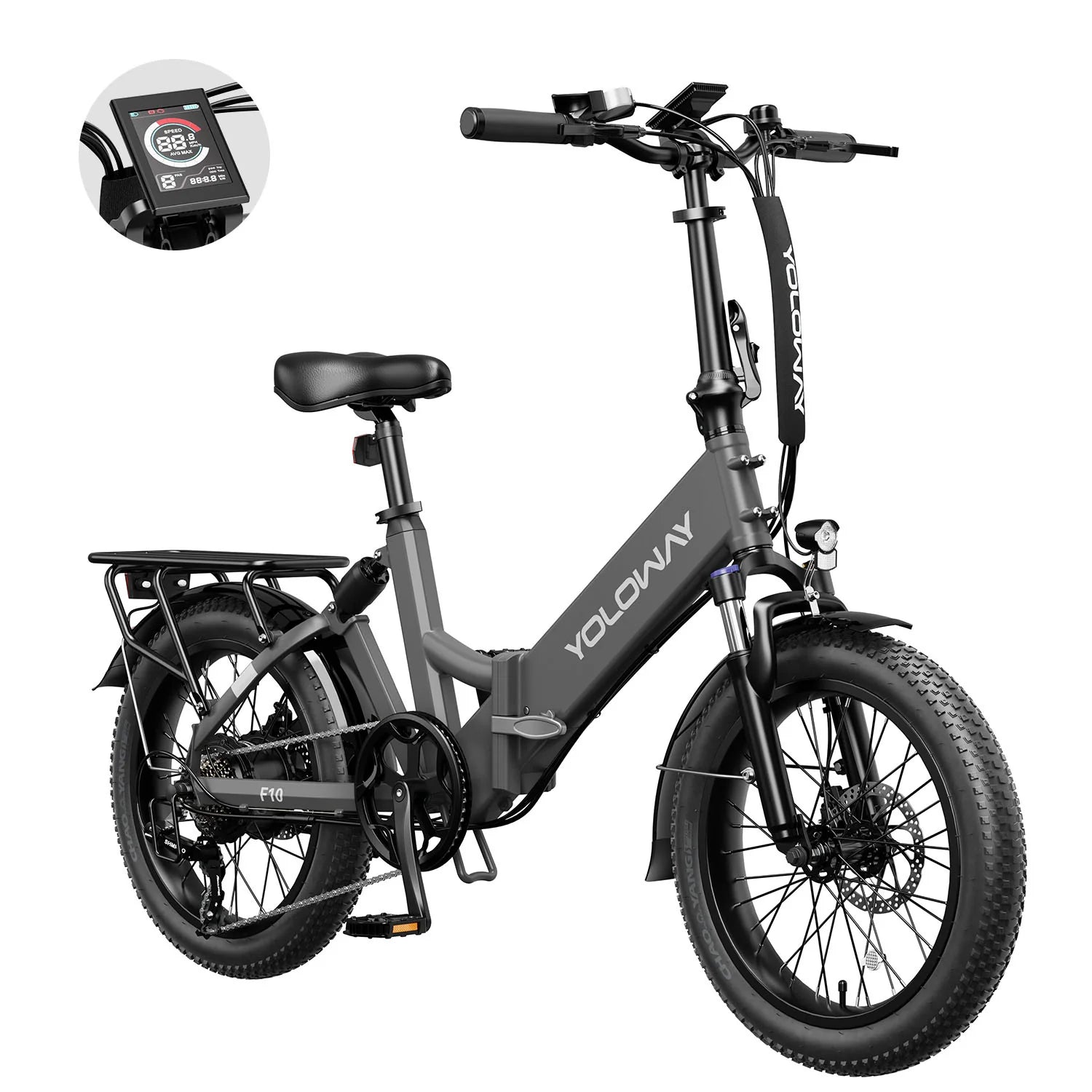 Vélo électrique Yoloway F10 Moteur 250W Batterie 36V12.5Ah Pneus 20*3.0 Freins à disque - Noir