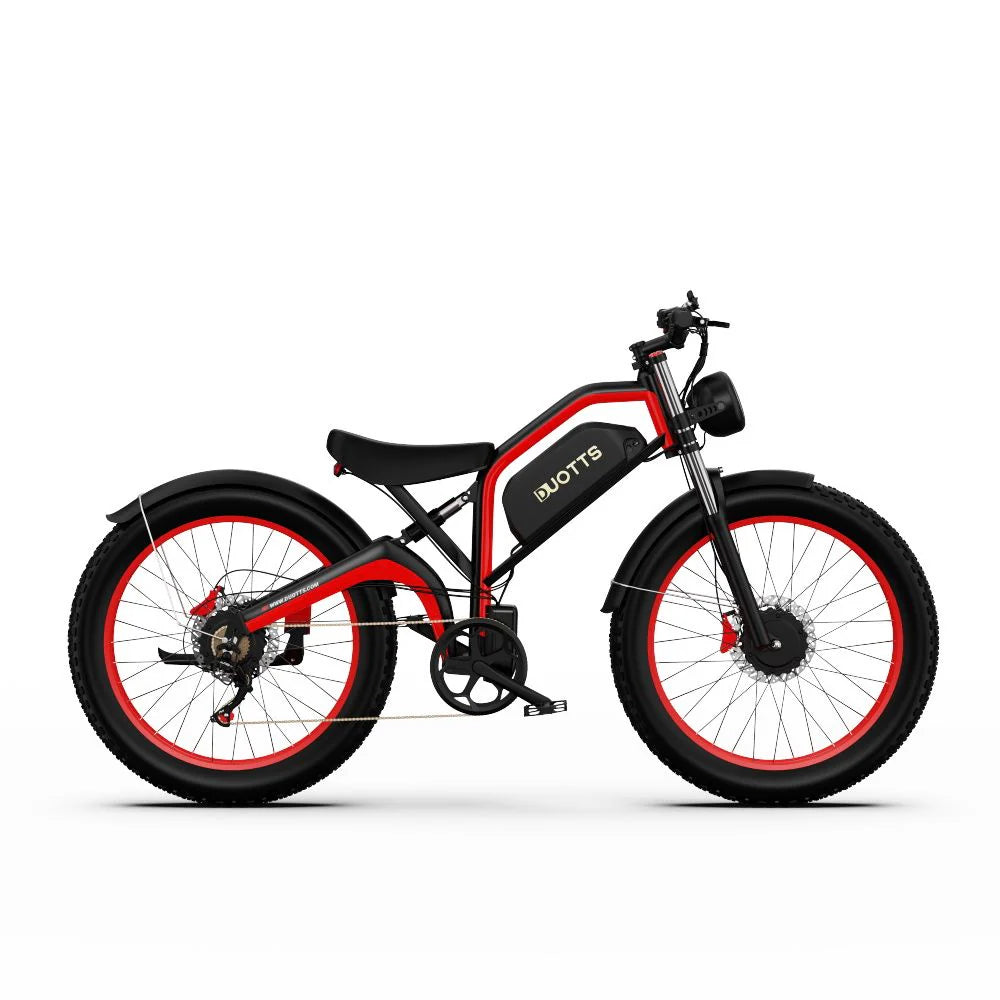 Duotts N26 Elektrische Fahrrad - 750W*2 Motor 48V20Ah Batterie 60KM Reichweite - Schwarz Rot