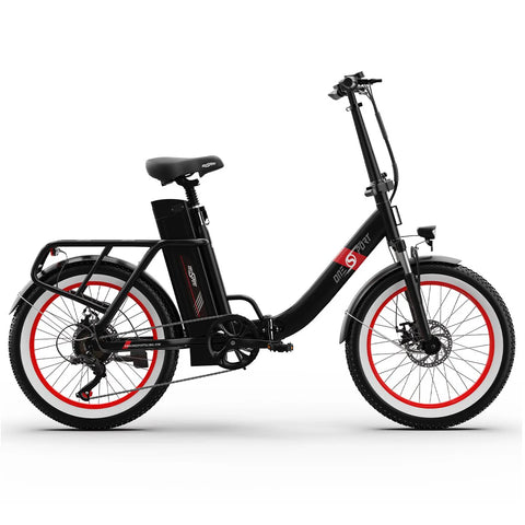 ONESPORT OT16-2 Electric Bike - 250W Motor 48V17Ah Battery 20-Inch Tires 60KM Range Disc Brakes - Black Red