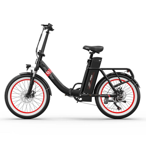 ONESPORT OT16-2 Electric Bike - 250W Motor 48V17Ah Battery 20-Inch Tires 60KM Range Disc Brakes - Black Red