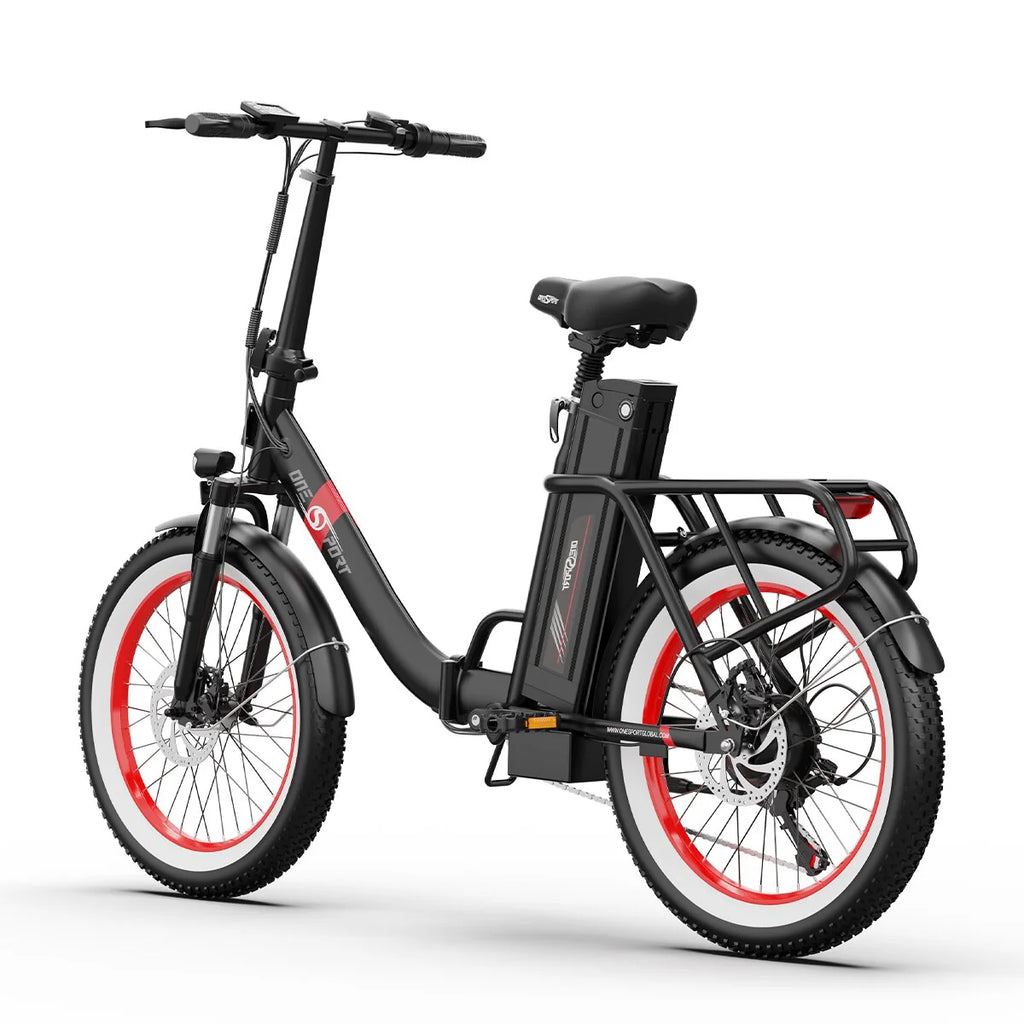 Vélo électrique ONESPORT OT16-2 - Moteur 250W Batterie 48V17Ah Pneus 20 Pouces Autonomie 60KM Freins à Disque - Noir Rouge