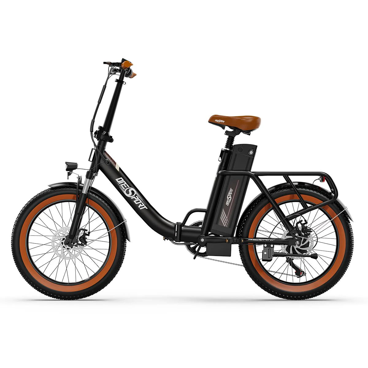 ONESPORT OT16-2 Electric Bicycle - 20" Wheels 250W Motor 48V17Ah Battery 60KM Range - Black Brown