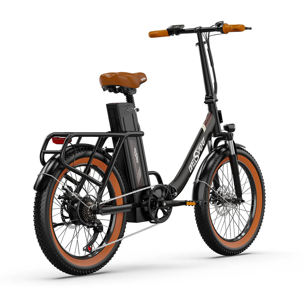 ONESPORT OT16-2 Electric Bicycle - 20" Wheels 250W Motor 48V17Ah Battery 60KM Range - Black Brown