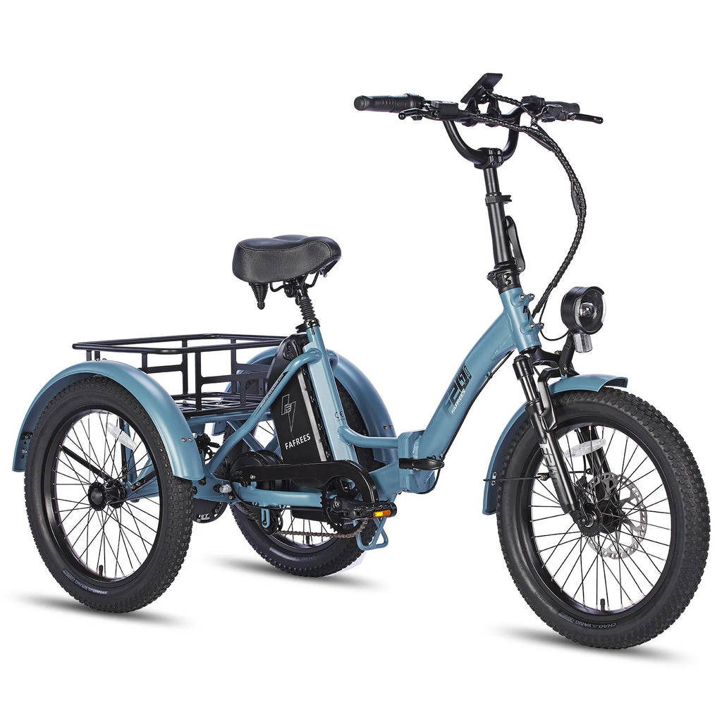 FAFREES F20 Mate Electric Bike - 500W Motor 48V18.2AH Battery 110KM Range - Grey Blue