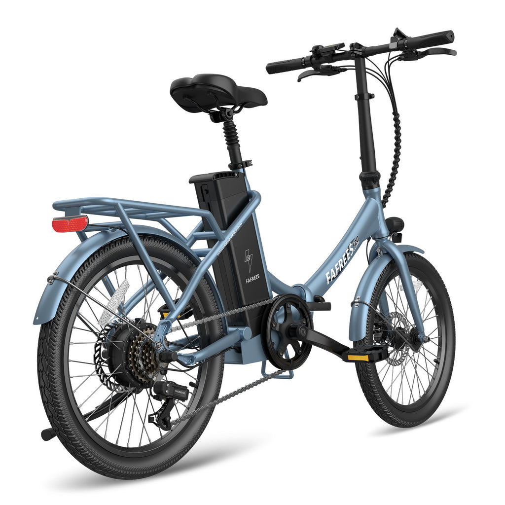 FAFREES F20 Lasting Electric Bike - 250W Motor 36V18.2Ah Battery 120KM Range - Grey Blue