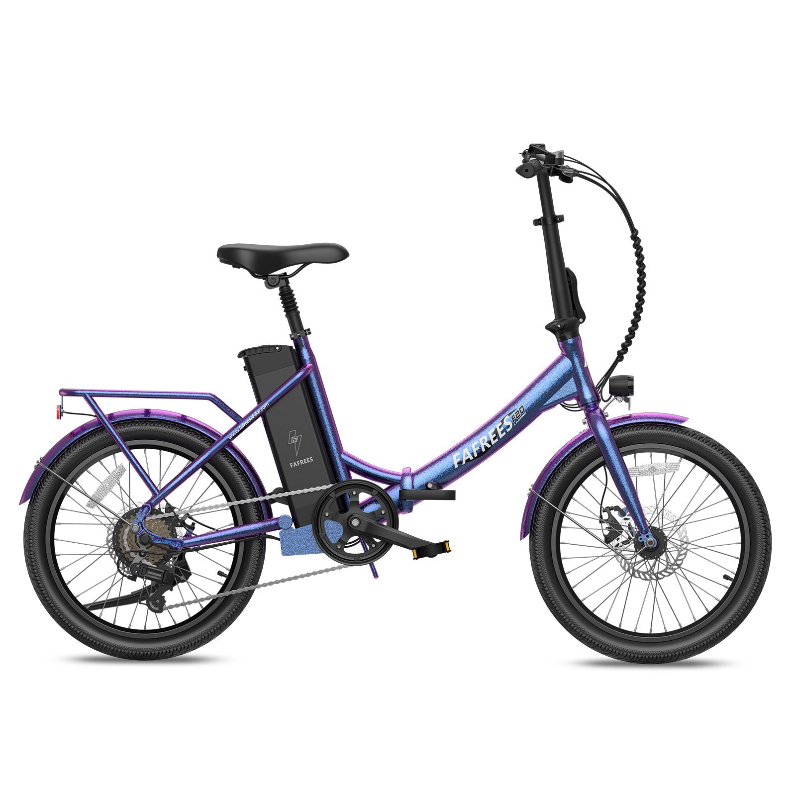 FAFREES F20 Vélo électrique longue autonomie - Moteur 250W Batterie 36V18.2Ah Autonomie 120KM - Bleu violet