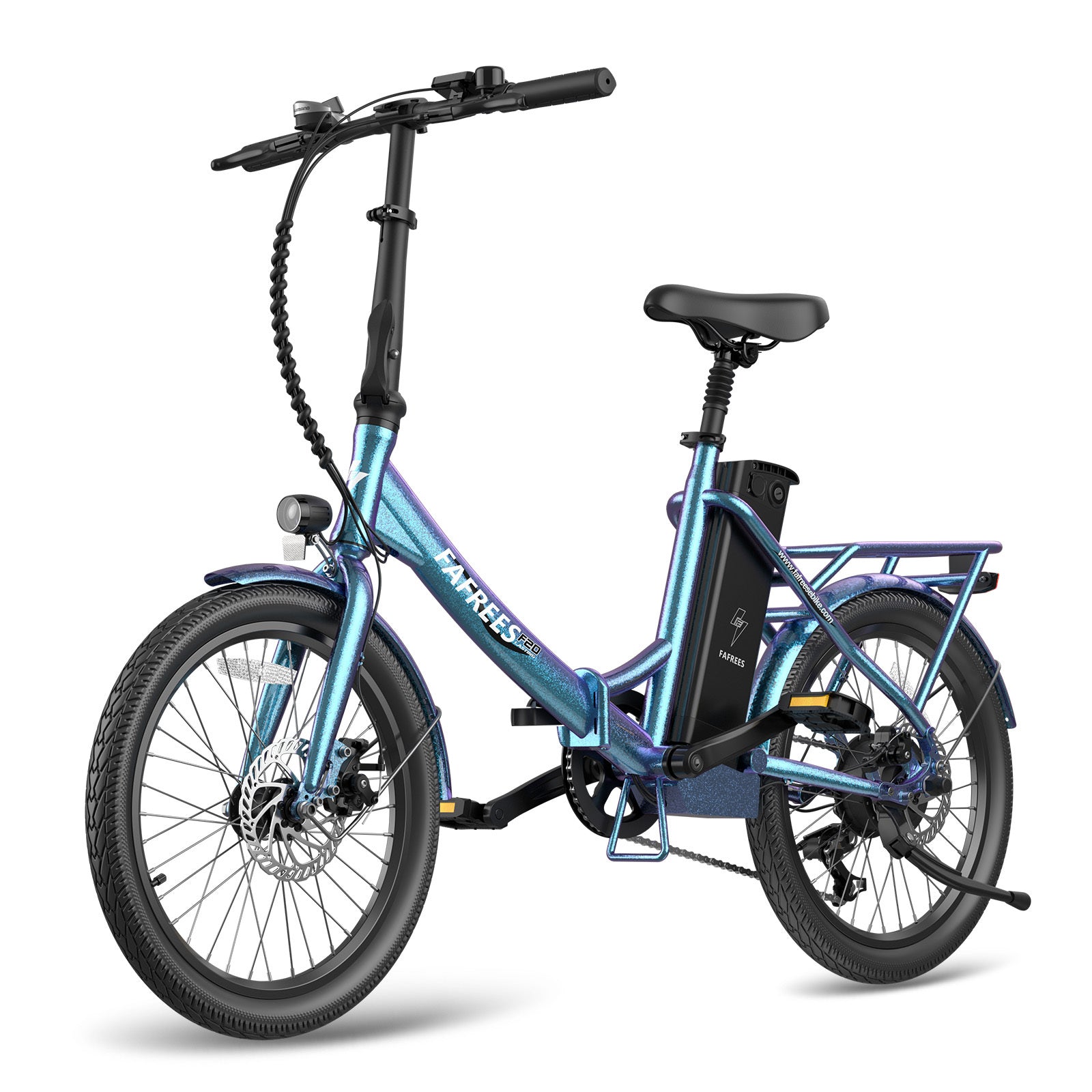 FAFREES F20 Vélo électrique longue autonomie - Moteur 250 W Batterie 36 V 18,2 Ah Autonomie 120 km - Bleu Vert