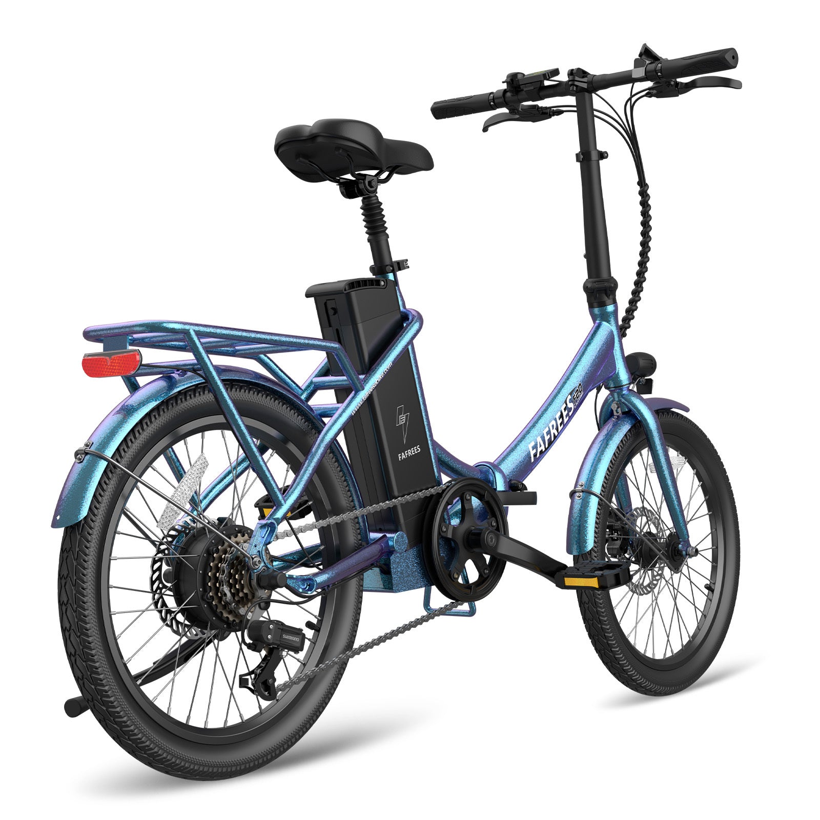 FAFREES F20 Vélo électrique longue autonomie - Moteur 250 W Batterie 36 V 18,2 Ah Autonomie 120 km - Bleu Vert